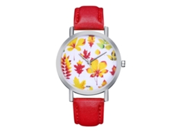 Relógio Feminino de Quartzo com Correia Pu e Mostrador Redondo Zhoulianfa Prata (vermelho)