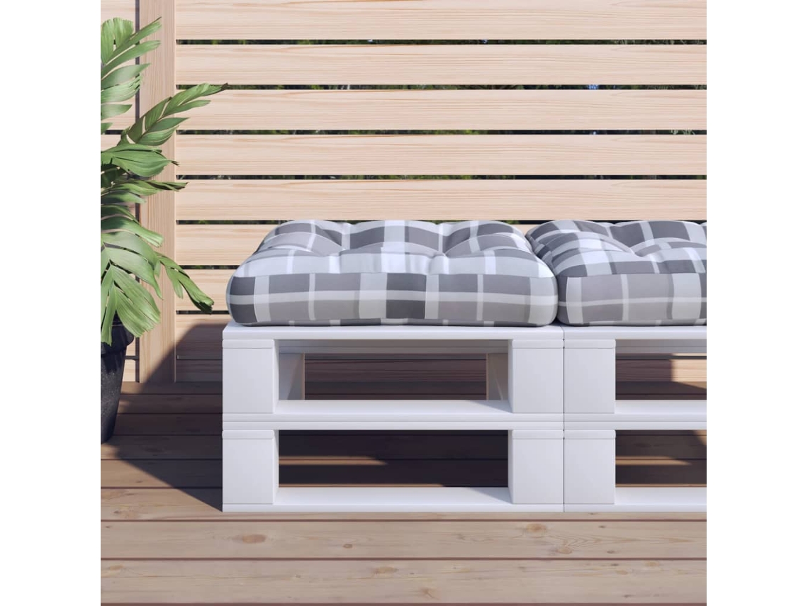 Vidaxl Almofadão Para Paletes 58x58x10 Cm Tecido Xadrez Cinzento