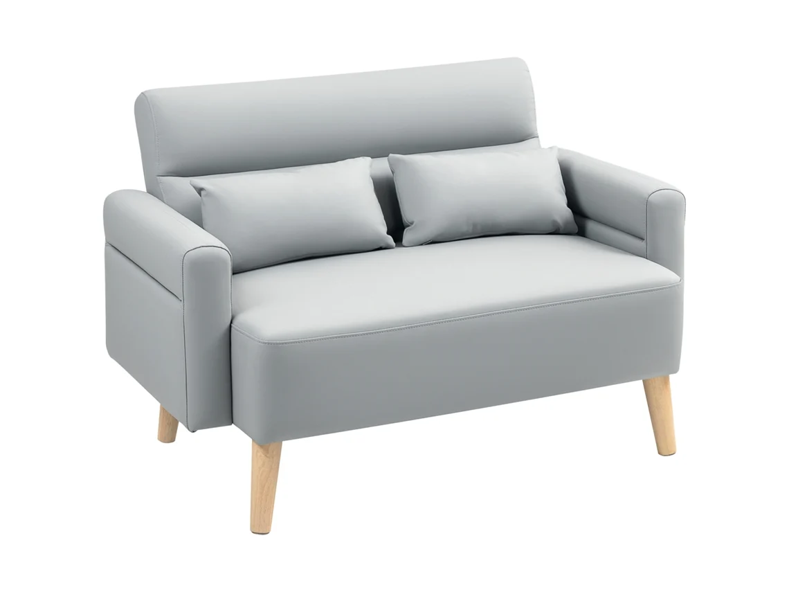 Sofá 2 Assentos Material Sintético 117x78x78 Cm Cinza
