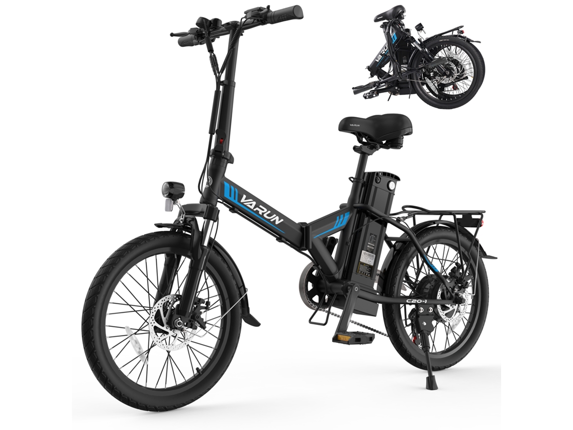 Bicicleta Elétrica Dobrável Varun S20 1 Com Pneus Largos De 20 Polegadas E Bateria De 48v 13ah.