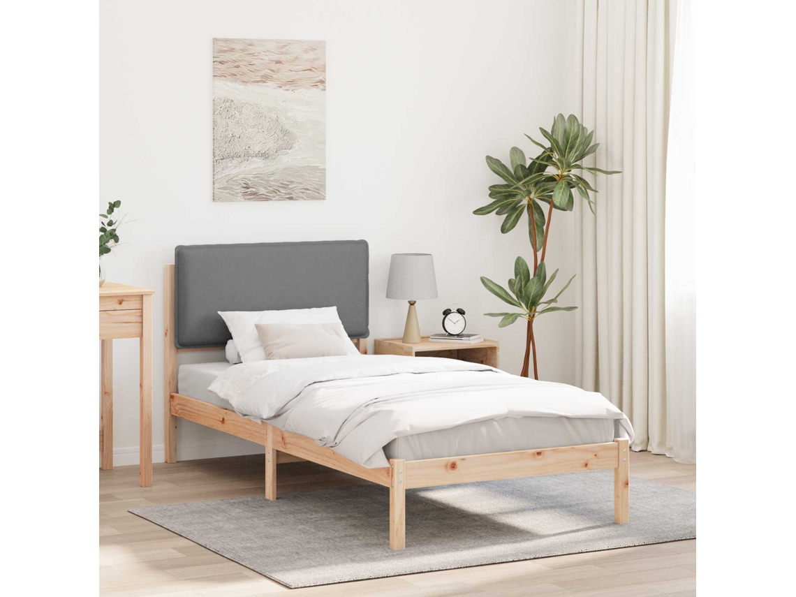 Vidaxl Estrutura de Cama com Cabeceira Estofada Cinzento claro