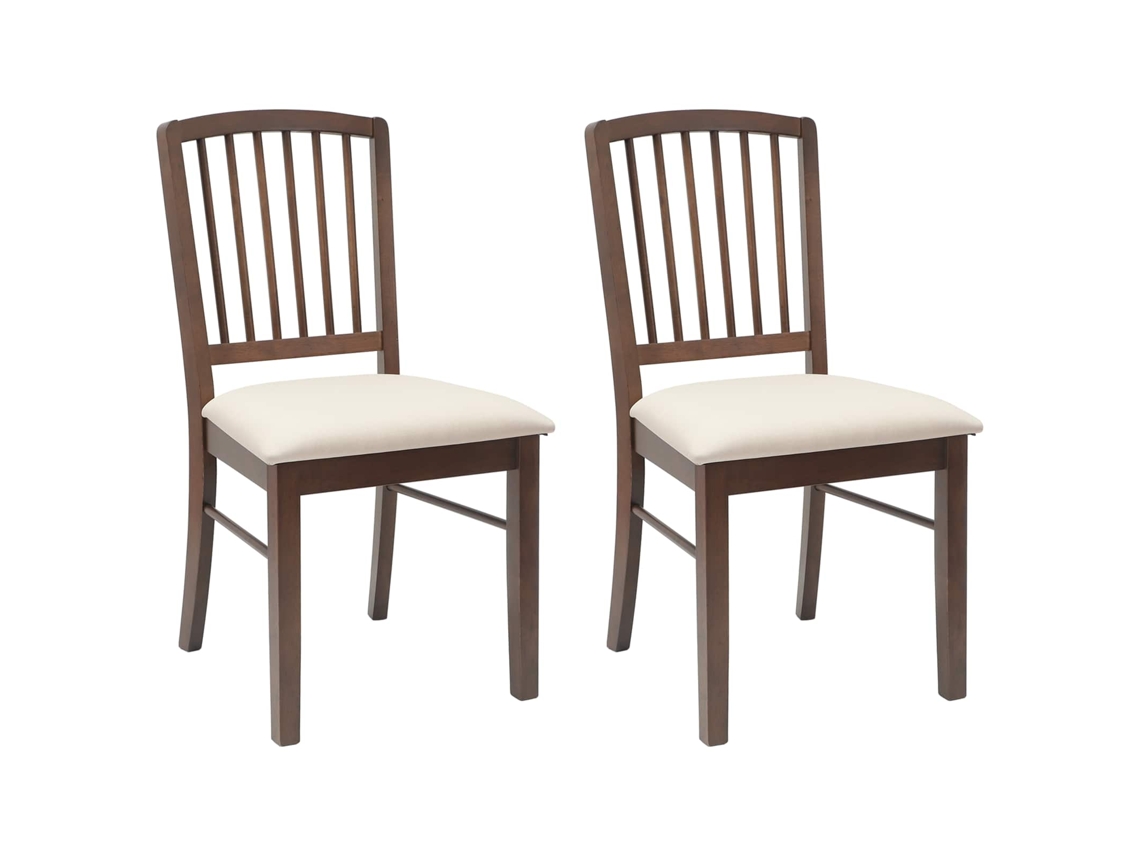 Conjunto 2 Cadeira De Jantar Vidaxl Castanho Madeira De Seringueira Maciça (50 X 52,5 X 91 Cm)