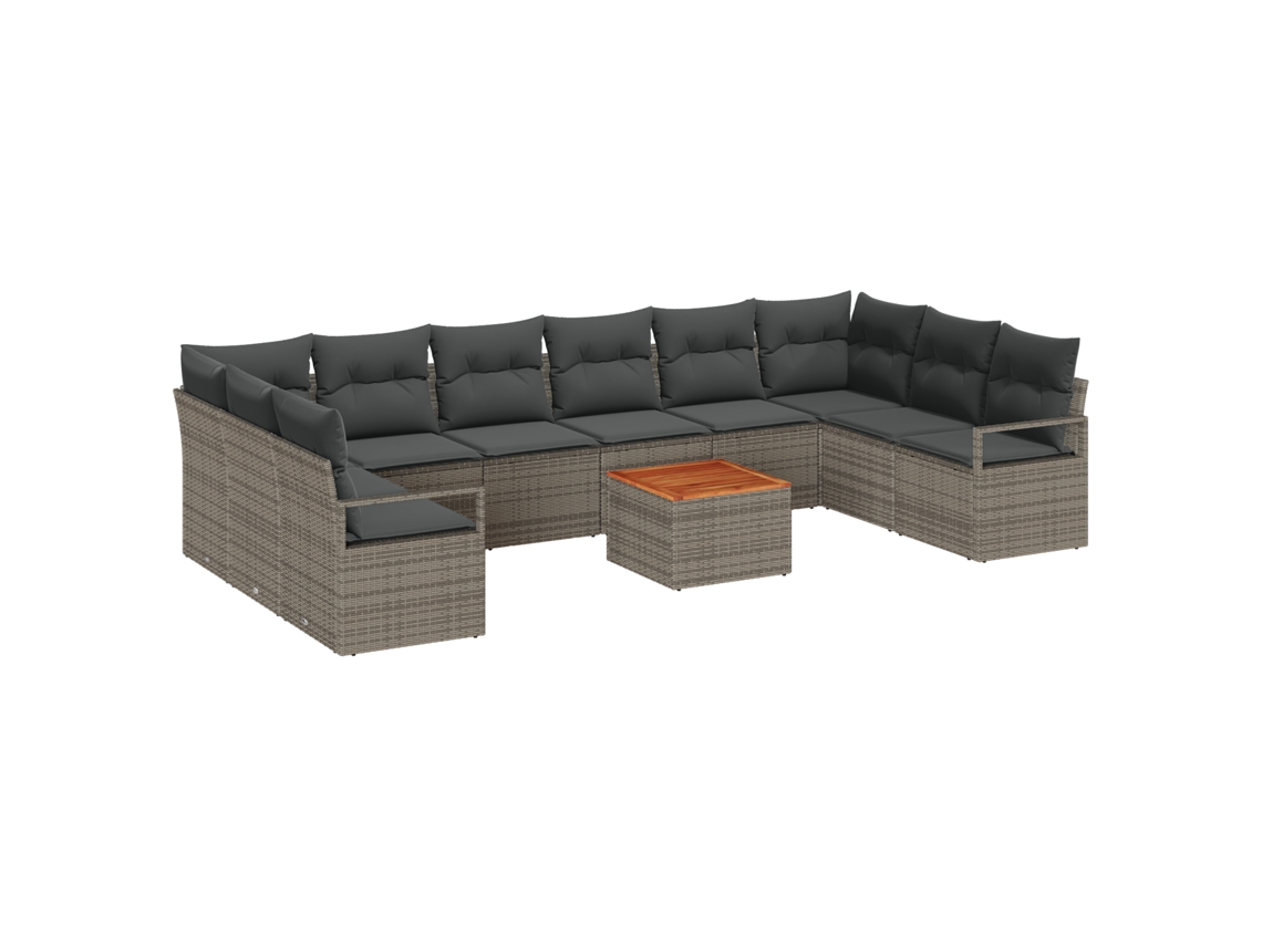 Conjunto 11 Sofá De Jardim Vidaxl Cinzento Vime Pe (55 X 55 X 37 Cm)