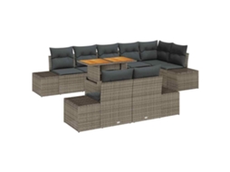 Maison Exclusive - Conjunto De Jantar Para Jardim 9 Pcs Cinza E Marrom