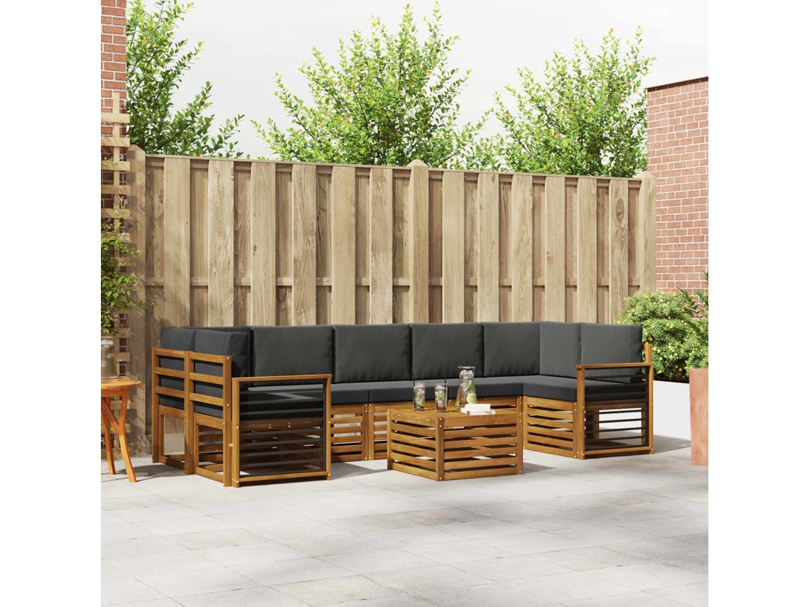 Vidaxl Conjunto De Sofás Para Exterior 8 Unid. Natural E Antracite
