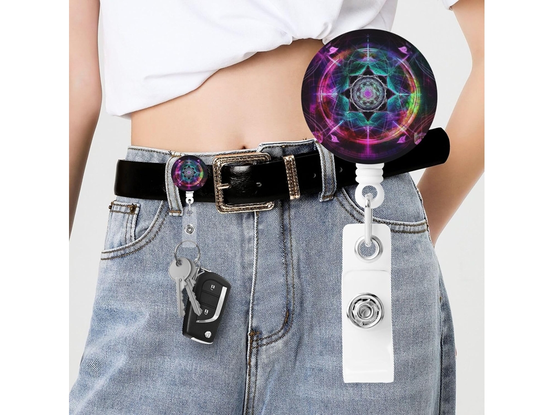 Suporte retrátil para cadeira de rodas com estampa artística colorida para enfermeiras voluntárias.