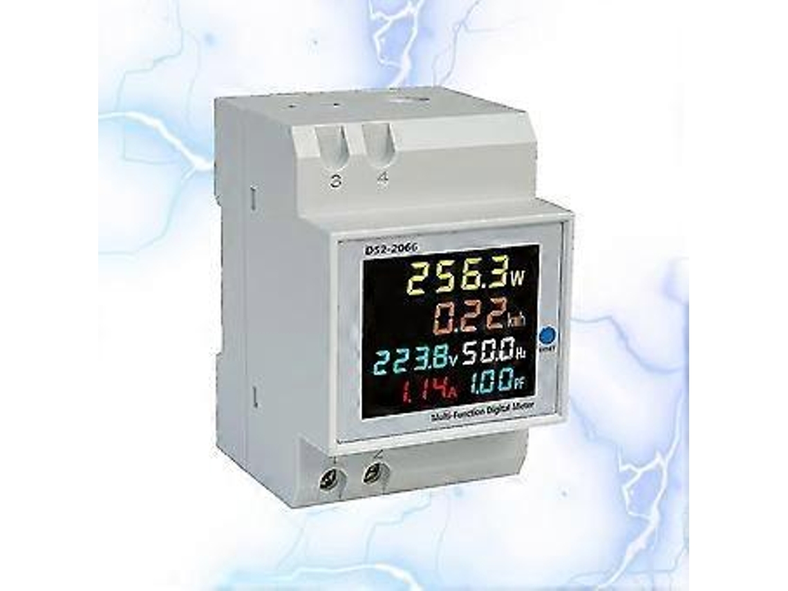 Medidor de energia elétrica para trilho DIN CA 40 300V 100A, medidor de energia digital 6 em 1 Brilvibera.