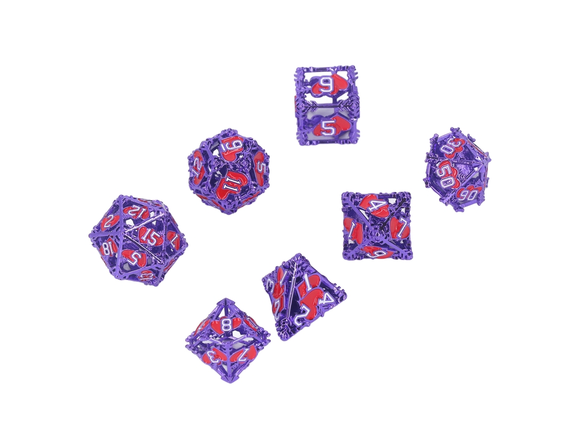 Mali conjunto de Dados de Metal Poliedros Coloridos para Rpg e Ensino 7 Peças