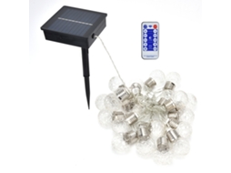 Luzes de corda solares de 6m com 20 LEDs e controle remoto para jardim externo, luz decorativa quente para festas.