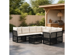 Vidaxl Conjunto De Sofá De Jardim 9 Unid. Preto Vime Pe