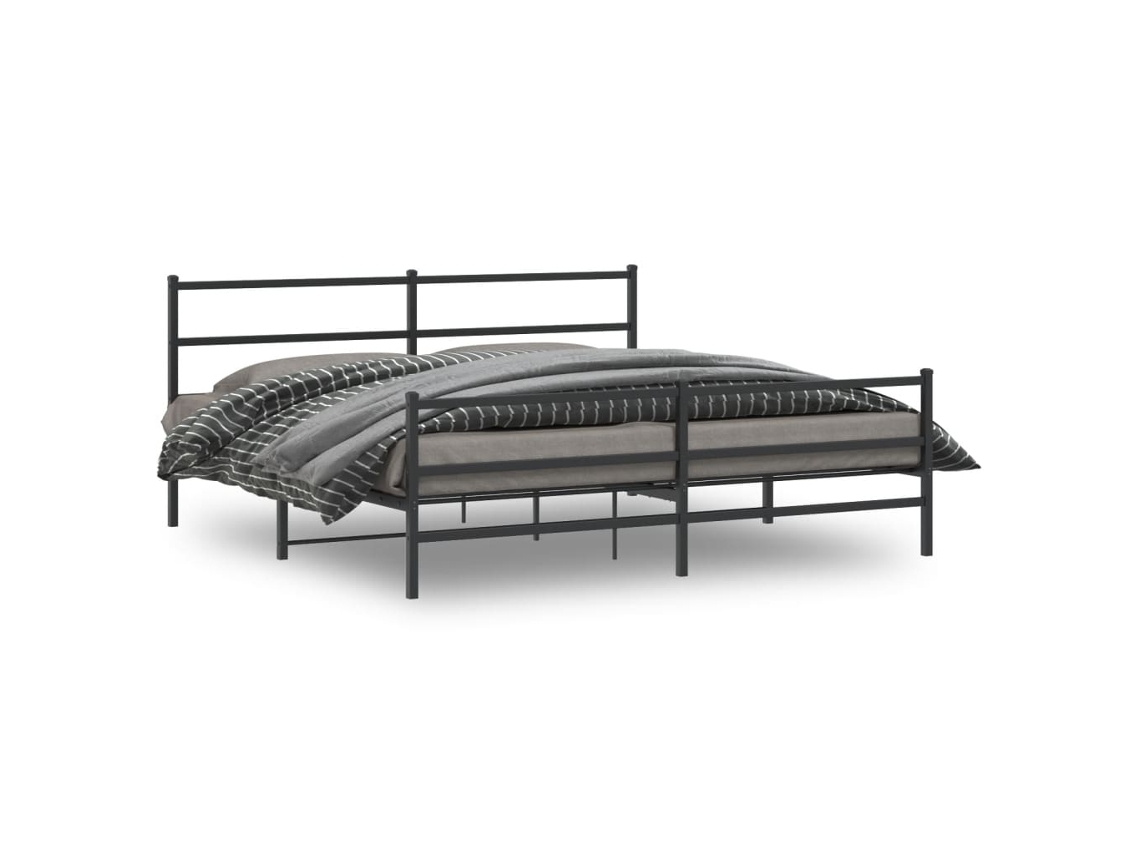 Vidaxl Estrutura De Cama Com Cabeceira E Pés 183x213 Cm Metal Preto