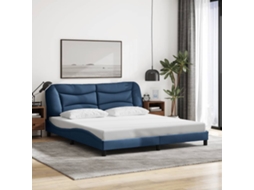Cama De Casal | Cama De Adulto | Estrutura De Cama Sem Colchão 180x200 Cm Tecido Azul Wsd898214