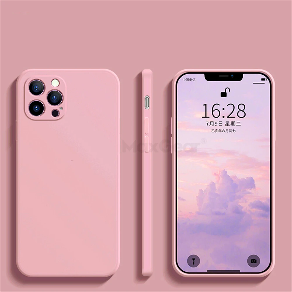Capa Quadrada De Silicone Líquido (rosa Para Iphone 16), À Prova De Choque E Macia.
