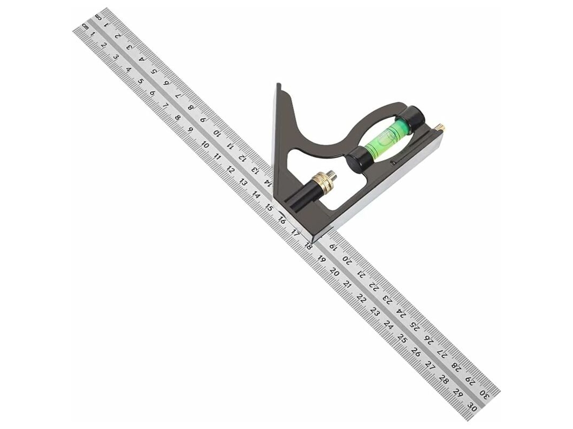 Esquadro Combinado 300mm Em Aço Inoxidável, Régua De Ângulo Combinada