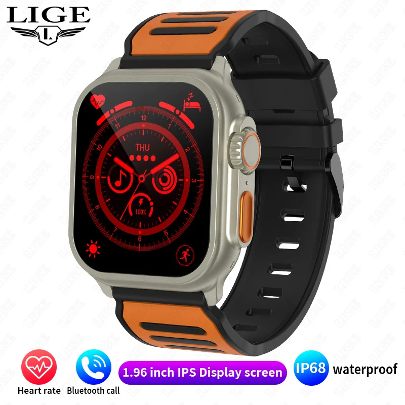 Smartwatch (silicone Dourado E Laranja) À Prova D'água Com Bluetooth, Ideal Para Chamadas, Esportes E Atividades Físicas.