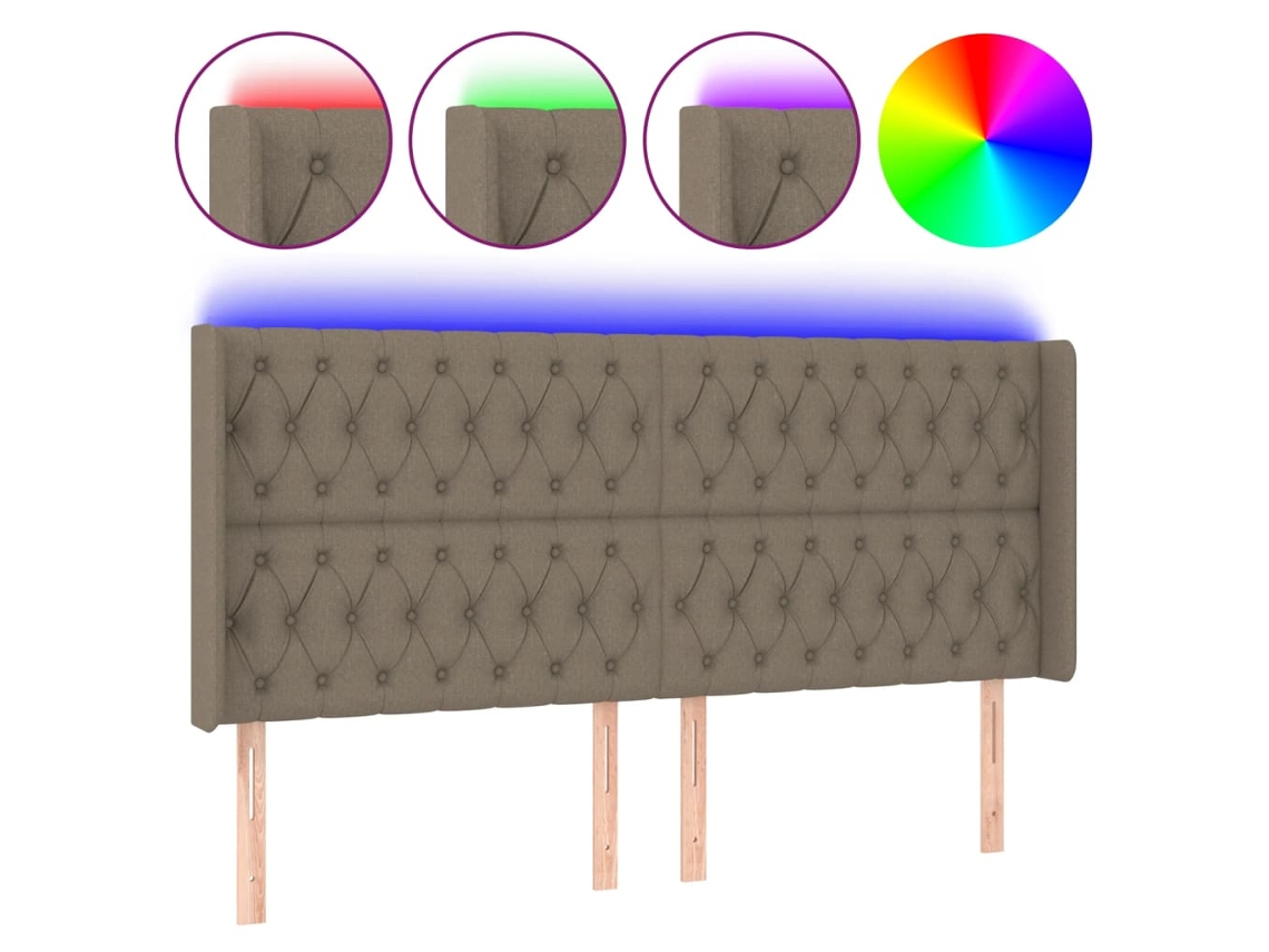 Led Headboard, Led Headboards Vidaxl Cinzento-acastanhado Tecido (183 X 16 X 118/128 Cm)