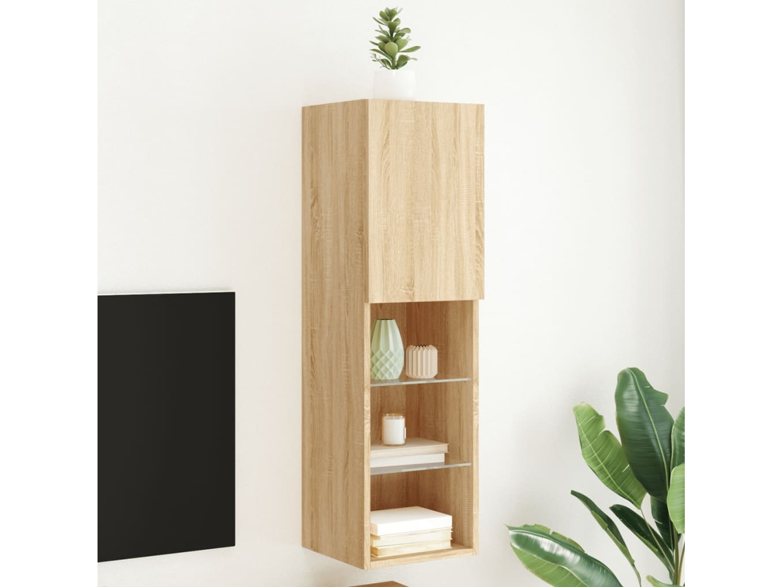 Vidaxl Móvel De Tv Com Luzes Led 30,5x30x102 Cm Carvalho Sonoma