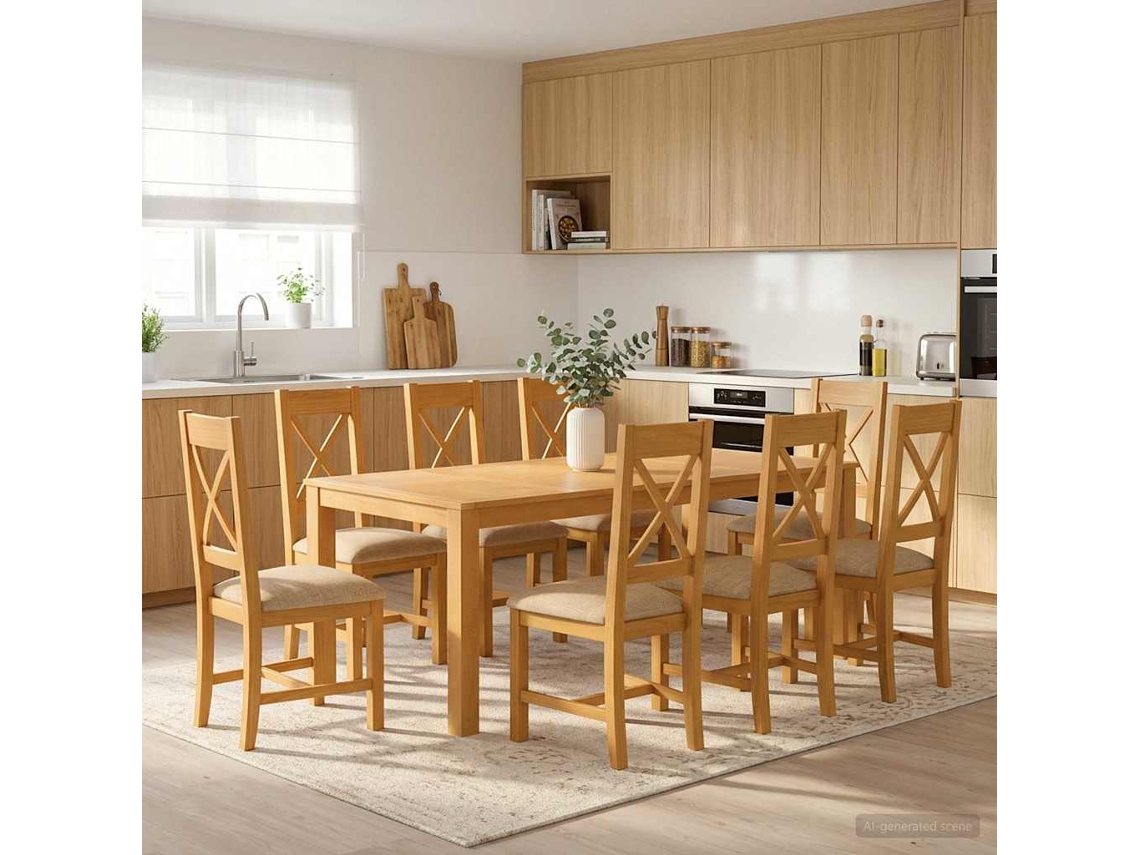 Vidaxl Conjunto De Sala De Jantar 9 Unid. Bege