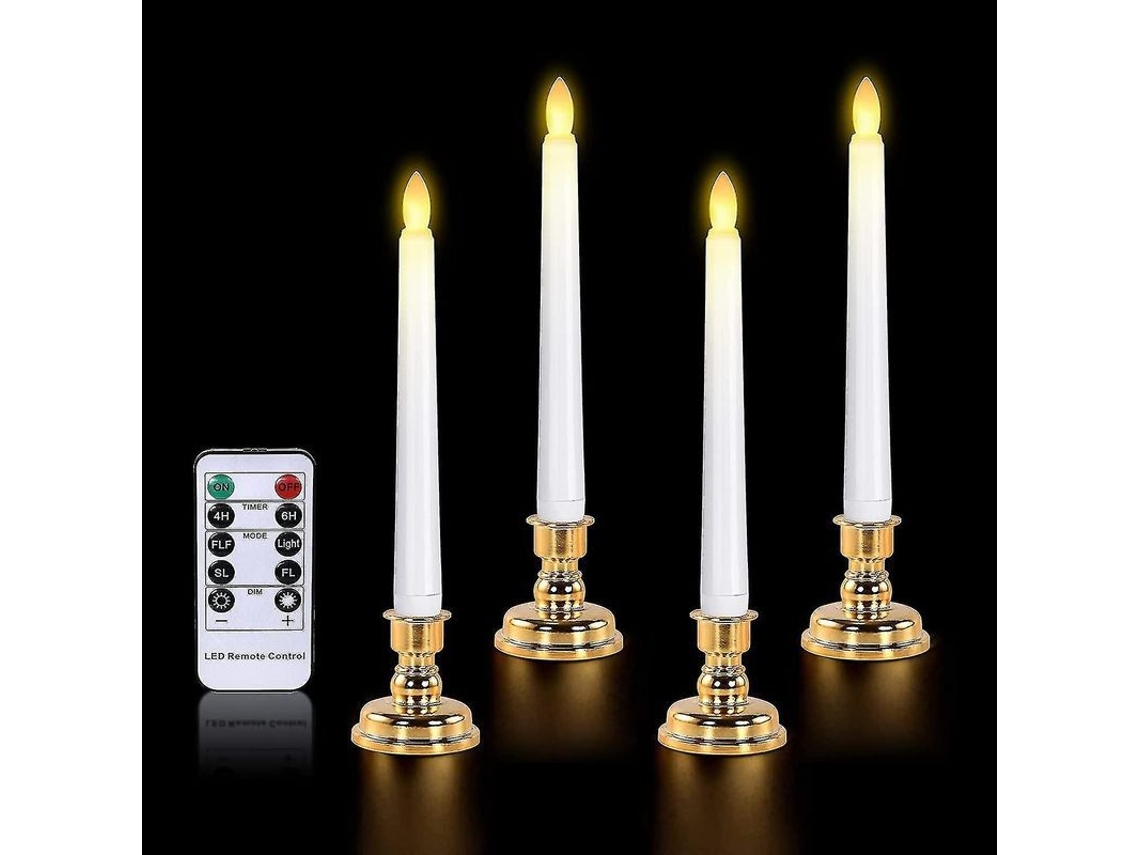 Velas de LED para janela, velas de Natal sem chama com temporizador, funcionam a bateria.