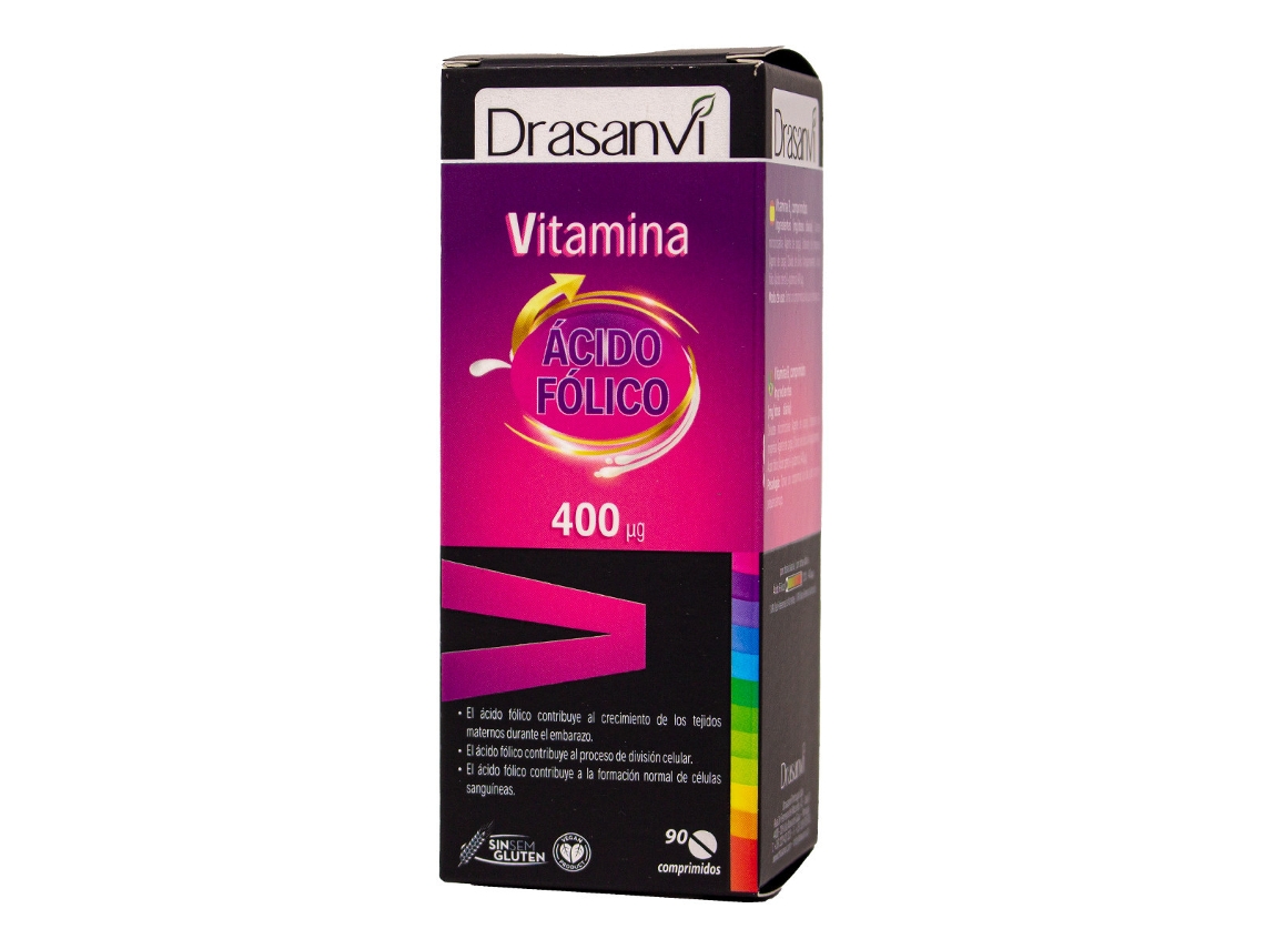 Suplemento Alimentar DRASANVI Vitamina B9 400Μg Acido Folico (90 Comprimidos)
