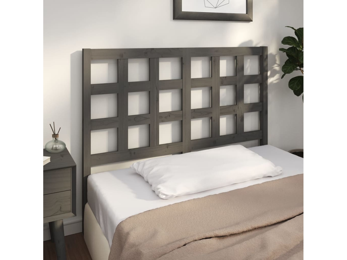 Vidaxl Cabeceira De Cama 125,5x4x100 Cm Pinho Maciço Cinzento