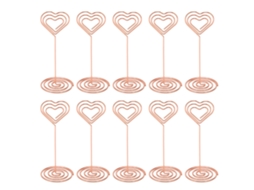 10 Peças Portanúmeros De Mesa Coração Estilo Base Estável Metal Eletroforrado Para Casamento Festa Ouro Rosa