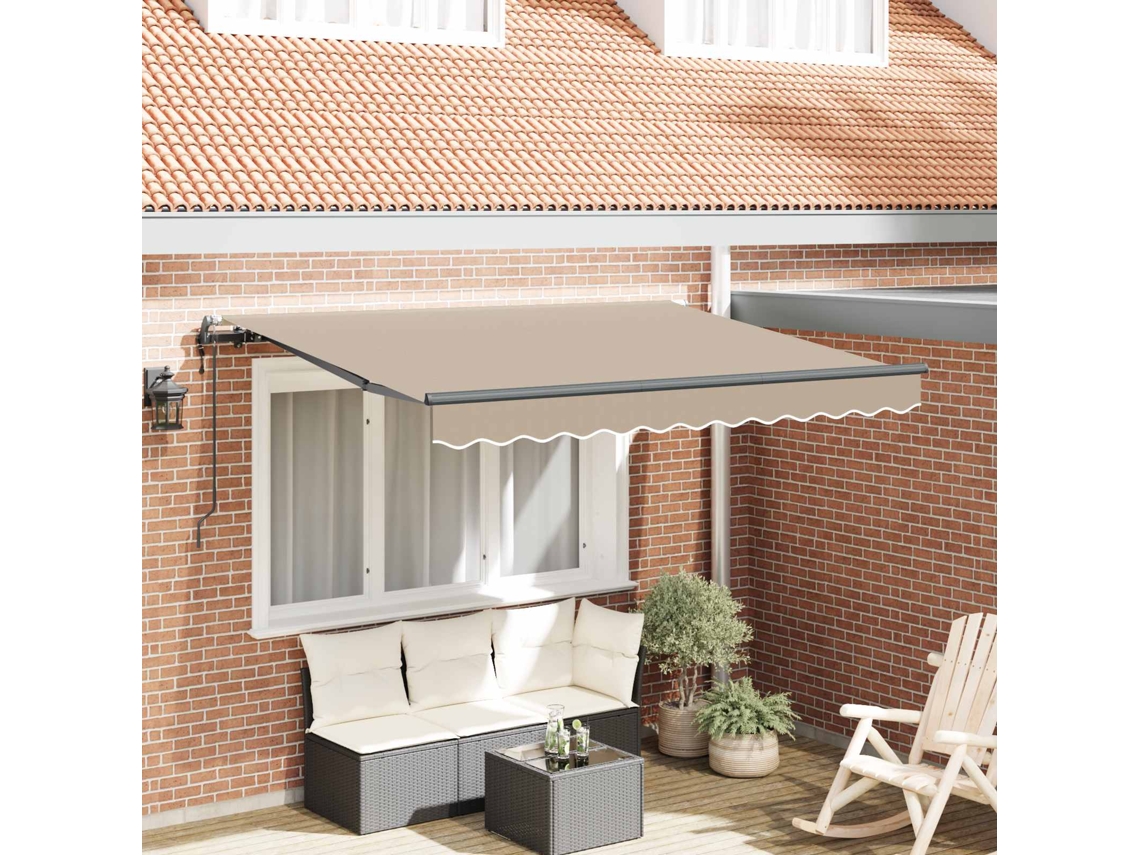 Vidaxl Toldo Retrátil Bege 350 X 200 Cm Tecido