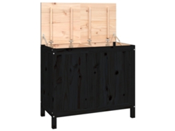 Cesto de roupa VIDAXL Preto Madeira de pinho (88,5x44x76 cm)