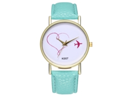Relógio de pulso feminino elegante com mostrador redondo e movimento analógico de quartzo (cor menta)
