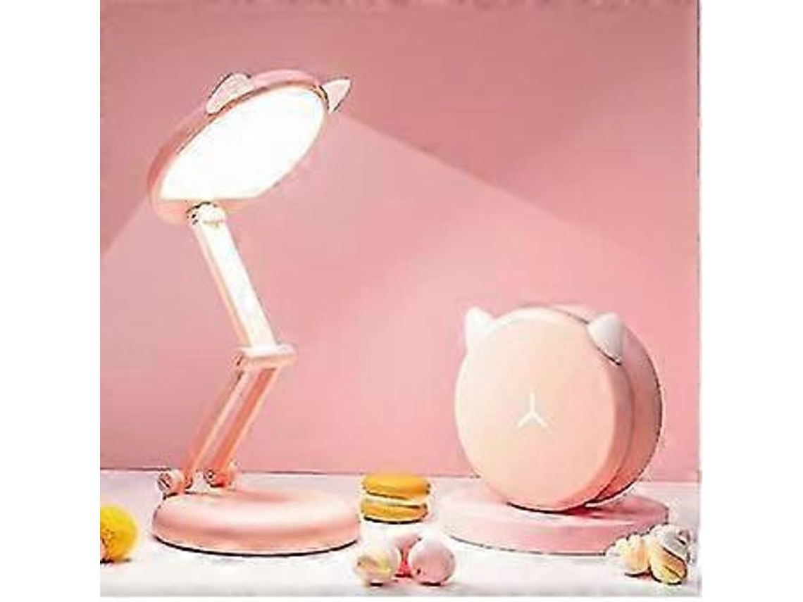 Lâmpada De Mesa Led Fofa Rosa Para Meninas, Portátil Com Bateria Recarregável E Proteção Para Os Olhos