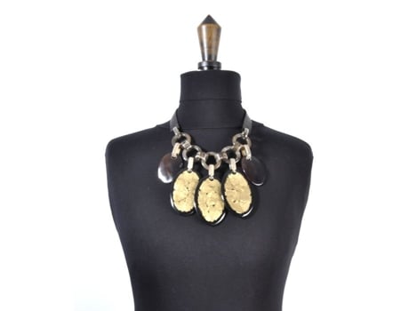 Colar Preto E Dourado