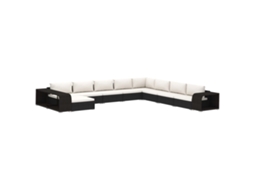 Maison Exclusive - 11 Pcs Conjunto Lounge De Jardim C/ Almofadões Vime Pe Preto