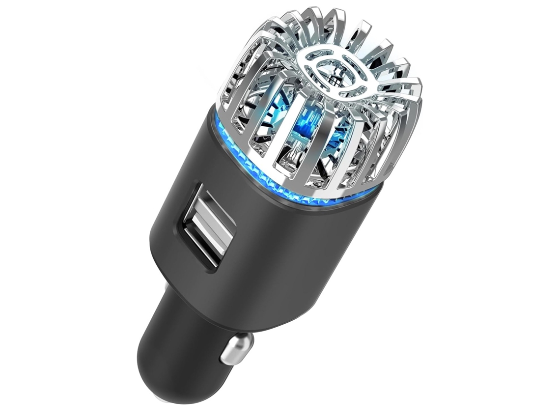 Purificador E Ionizador De Ar Para Carro - Desodorizador Iônico Antimicrobiano Para Carro Plug-in De 12 V Com Carregador Usb Duplo (preto)