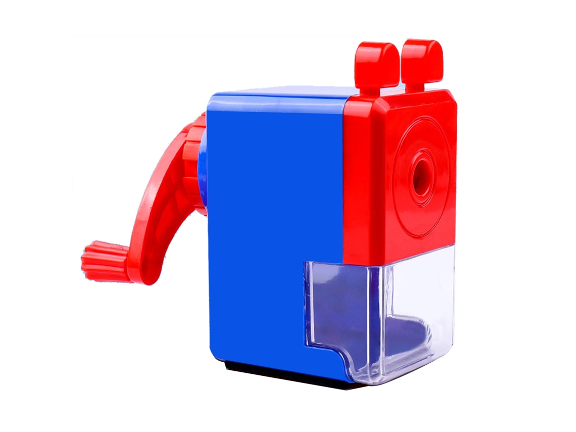 Apontador de lápis manual infantil com design exclusivo e cabo giratório.