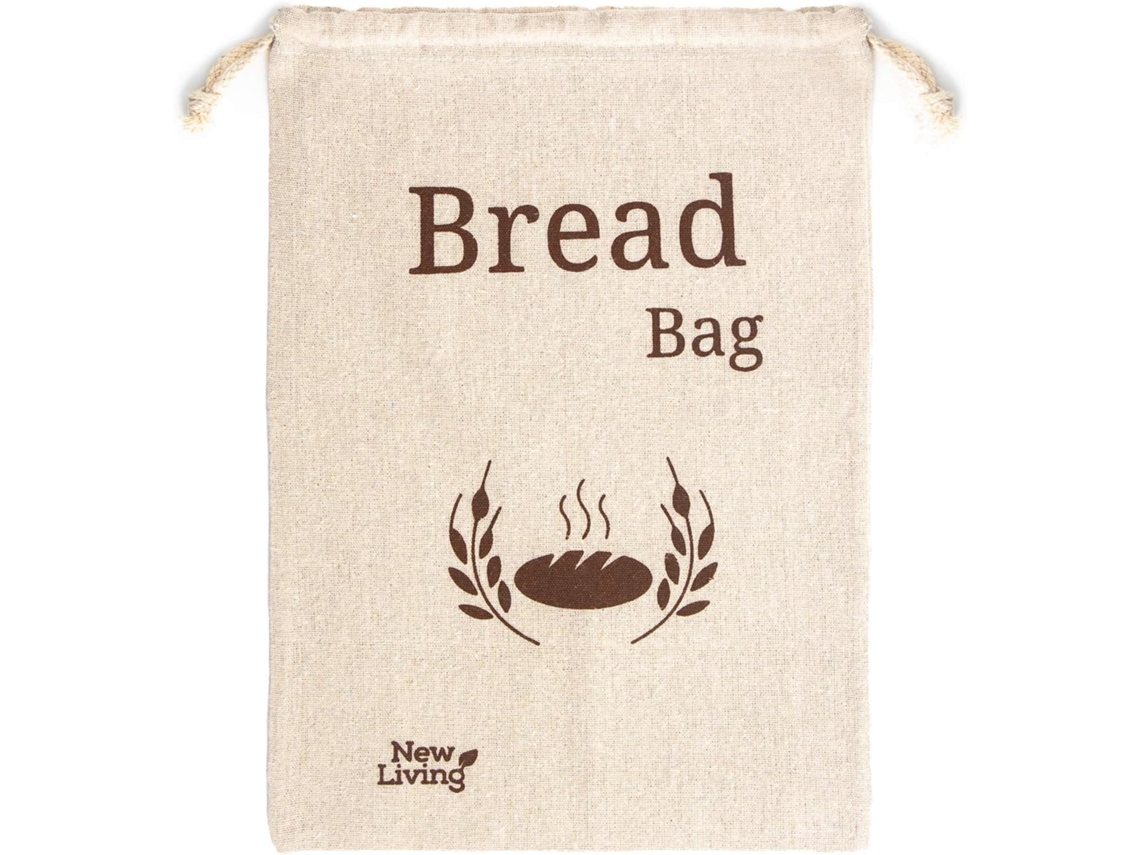 Conjunto De 2 Sacos Para Pão New Living Em Linho Natural | Mistura Orgânica Reutilizáveis ​​para Saco Armazenar Alimentos Guardar Aquaforge