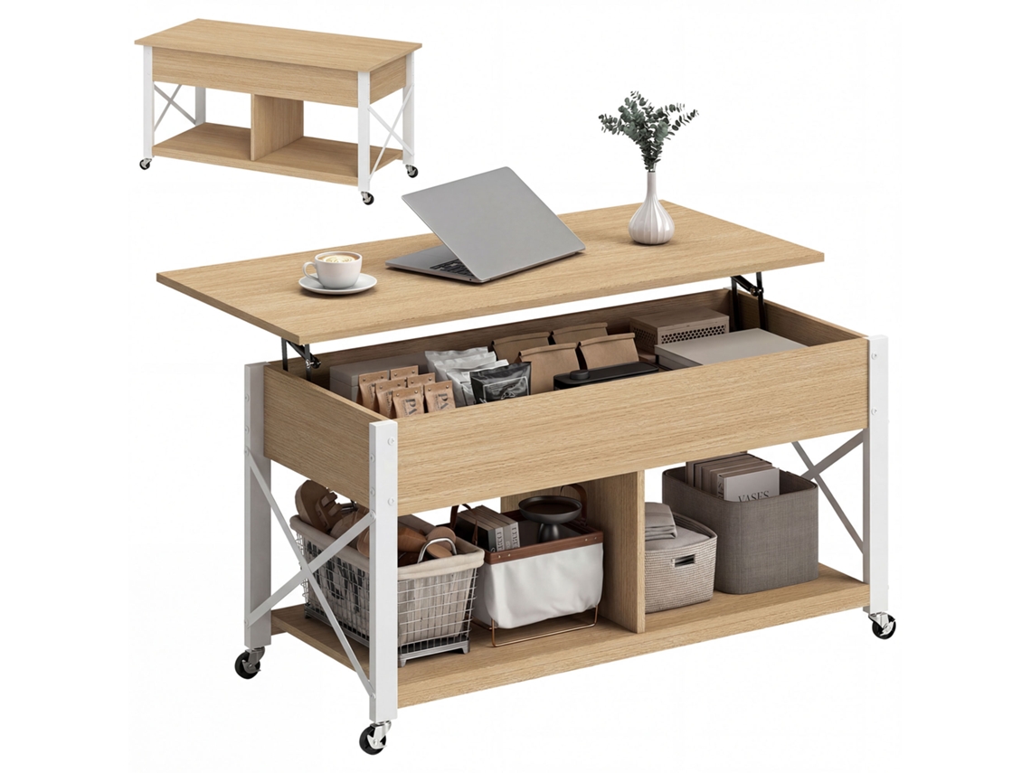 Mesa de Centro Elevatória com Rodas 105x50x67 Cm S/MARCA