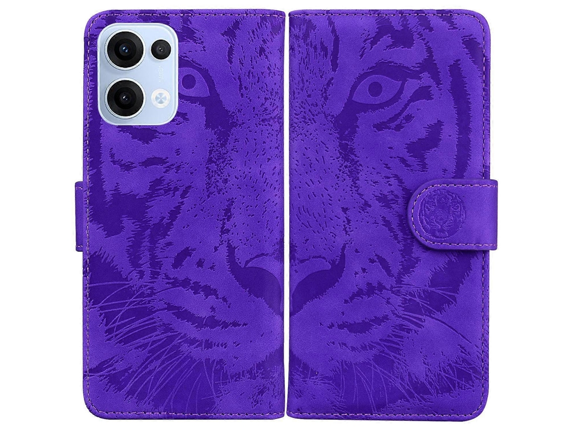 Capa De Celular De Couro Com Padrão De Tigre Em Relevo