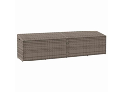 Vidaxl Caixa De Arrumação Para Jardim 220x50x58 Cm Vime Pe Cinzento