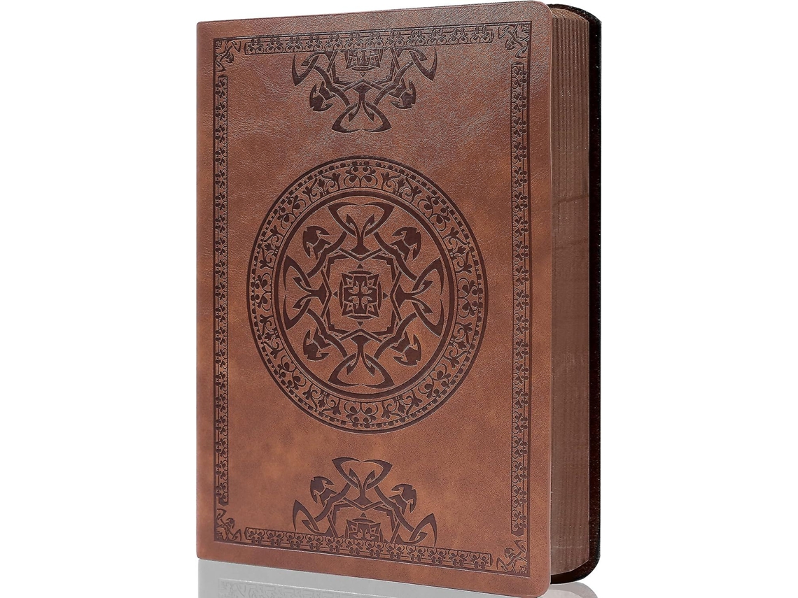 Caderno de couro vintage para homens, capa mole, 256 páginas pautadas, 180 folhas lisas, diário de viagem, 5,7 x 8,3, Slowmoose marrom