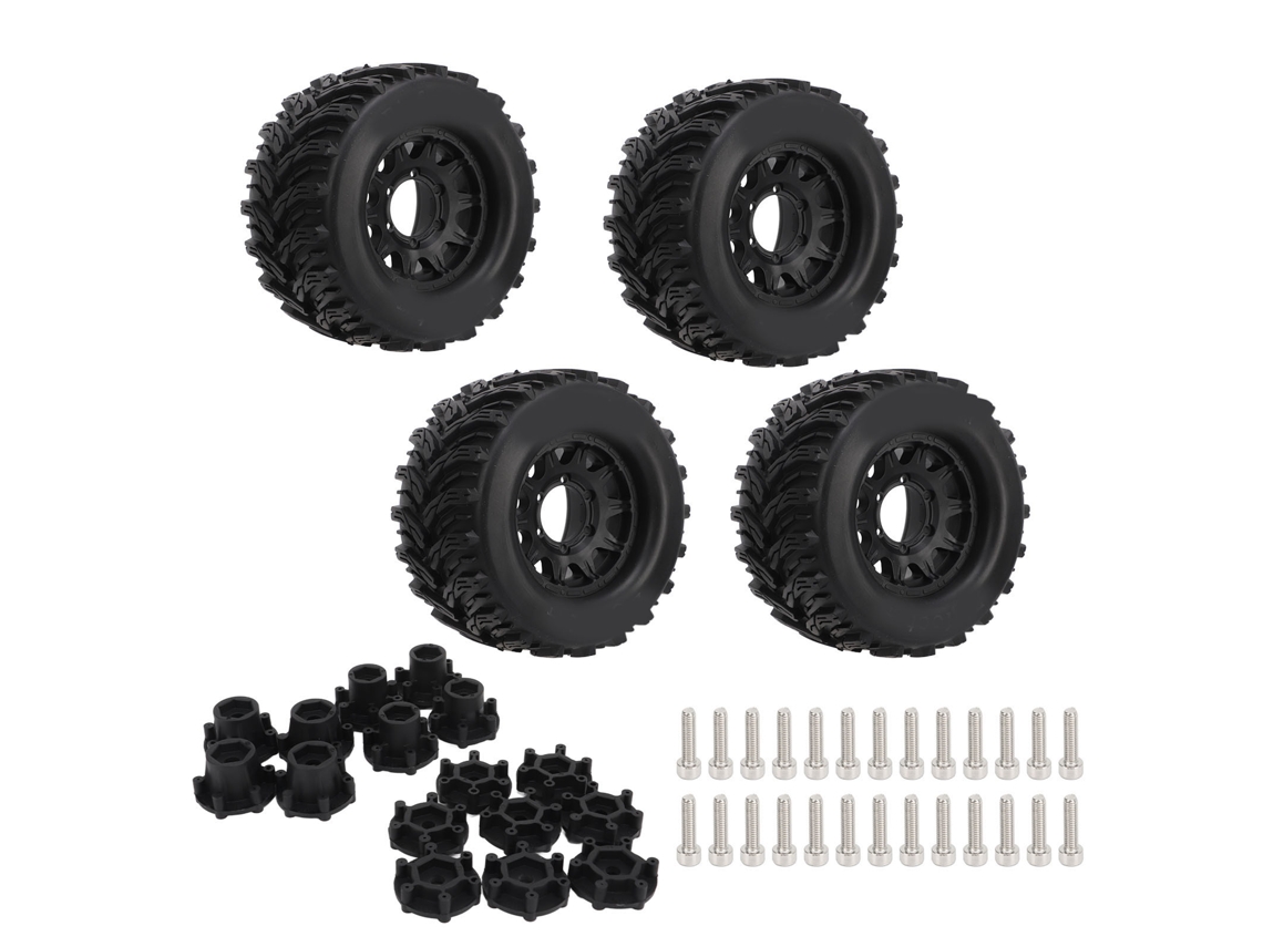 Conjunto De Pneus Para Carro Rc 1/10 Com 4 Pneus Antiderrapantes E Rodas Com Acopladores 12mm E 14mm Para Traxxas A Model