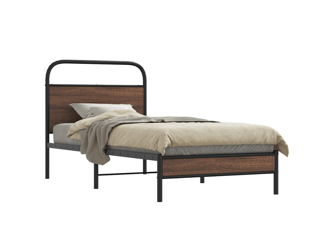 Vidaxl Estrutura Cama S/ Colchão Derivados Madeira Carvalho Castanho