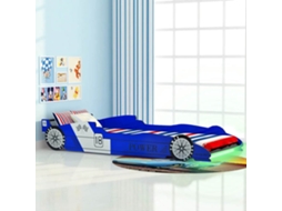 Vidaxl Cama Carro De Corrida Led Para Crianças 90x200 Cm Azul