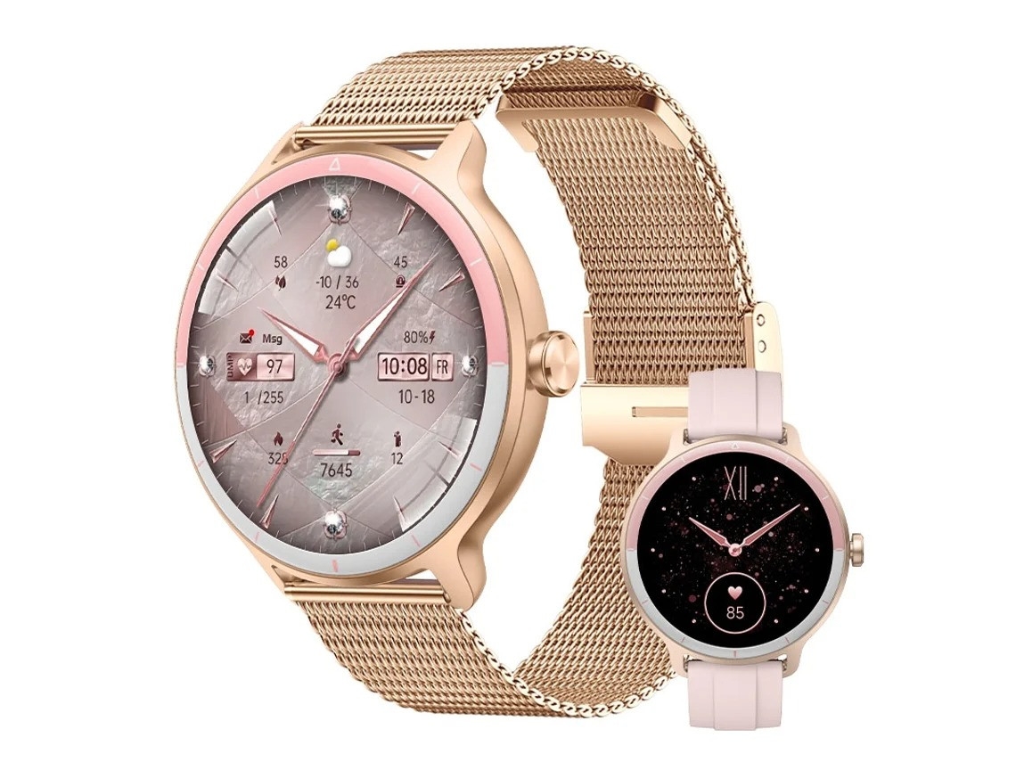 Smartwatch Bestvite Dr03 (1,27" - Chamadas Bluetooth - Monitoramento Fitness - Ouro Rosa)