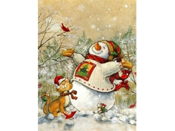 Pintura Diamante 5d Feita À Mão 30x40cm Boneco De Neve Feliz, Adequado Aquaforge