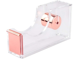 Porta, Fitas de Mesa em Ouro Rosa, Fitas em Acrílico, Cortador de Fita Antiderrapante, Fitas Resistente BRILVIBERA