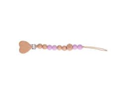 Mali clip de Chupeta Silicone Faia com Pérolas Forma Coração Brinquedo de Mordida Roxo Claro