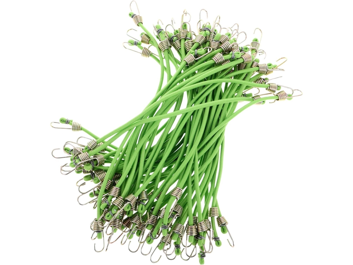 Ultechnovo Pacote Com 50 Pequenas Tiras Elásticas De Látex Verde 25cm Ganchos Ajustáveis, Cordas Elásticas Curtas