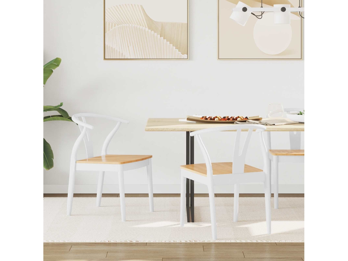 Vidaxl Cadeira de Jantar 2 Pcs Branco e Natural