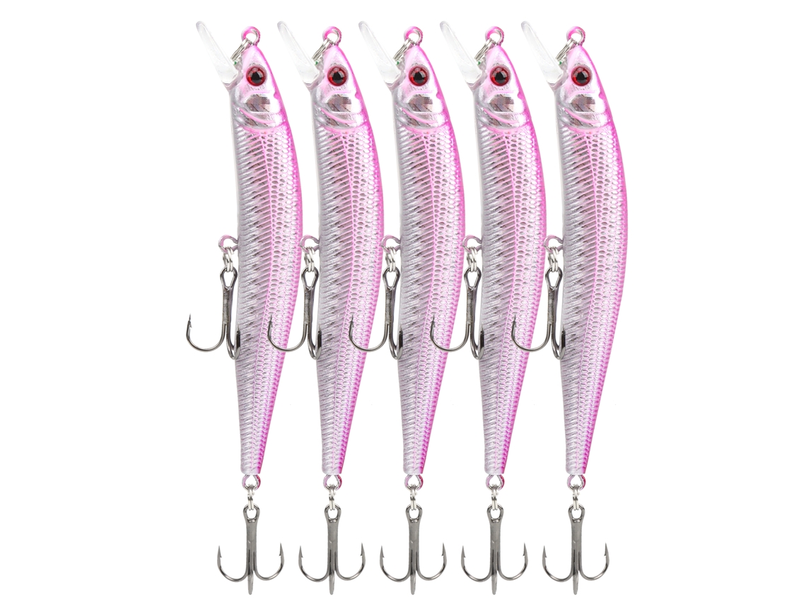 Isca Minnow Artificial com Gancho Triplo 5 Peças