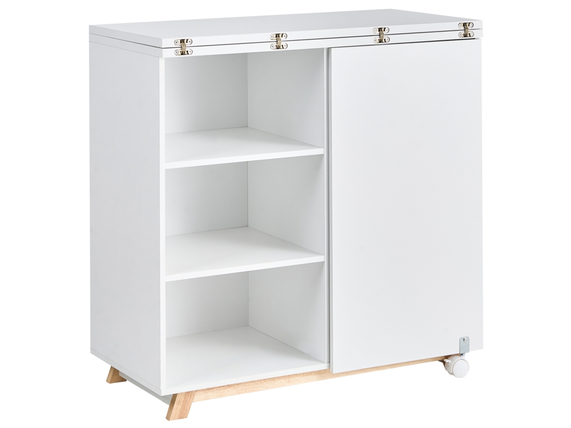 Escritorio Con Armario Beliani Flomot De Tablero De Partículas Blanco 80x80x74